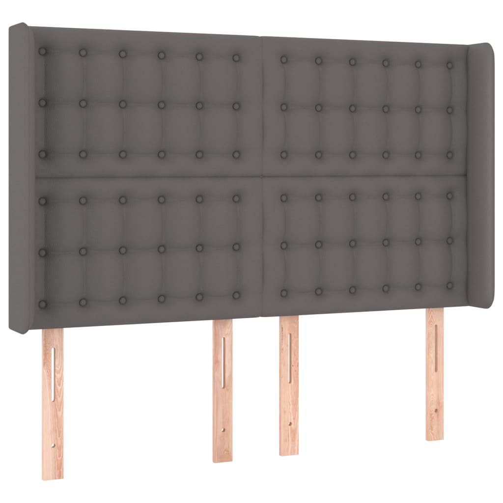 kontinentalseng med LED-lys 140x190 cm kunstlæder grå
