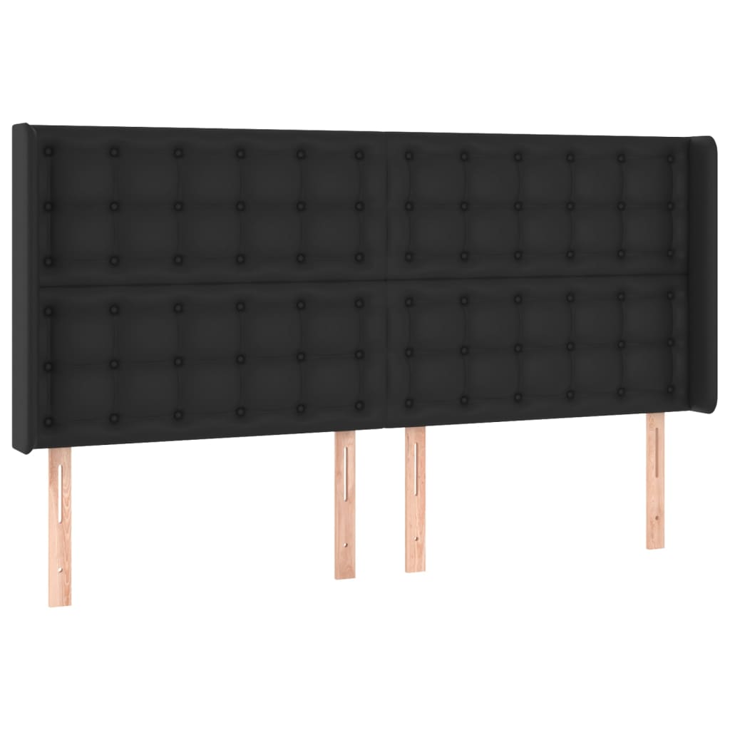 kontinentalseng med LED-lys 160x200 cm kunstlæder sort