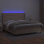 kontinentalseng LED-lys 160x200 cm kunstlæder cappuccinofarvet