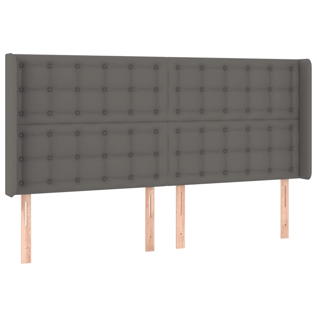 kontinentalseng med LED-lys 180x200 cm kunstlæder grå