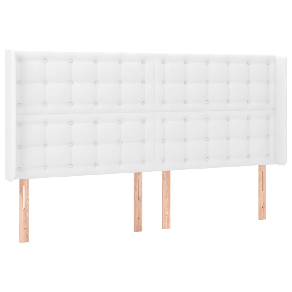 kontinentalseng med LED-lys 200x200 cm kunstlæder hvid