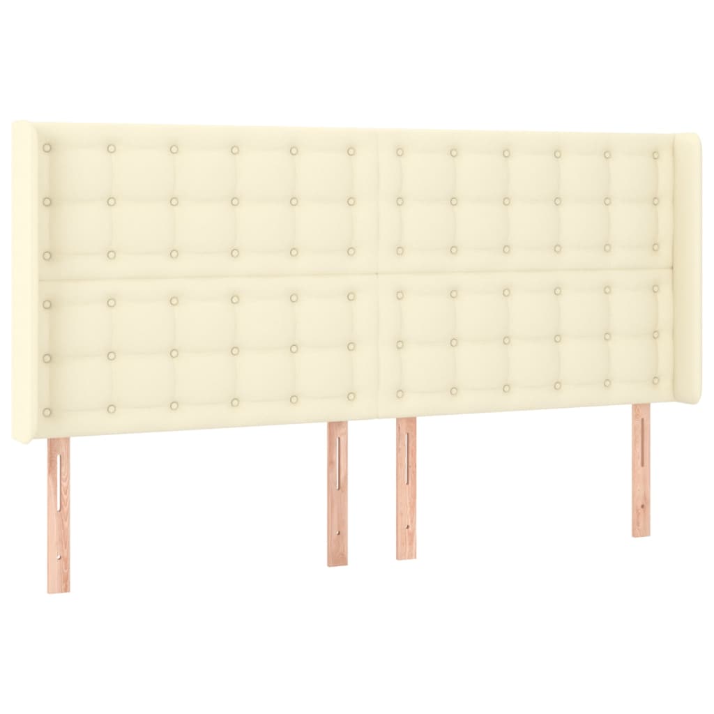 kontinentalseng med LED-lys 200x200 cm kunstlæder cremefarvet