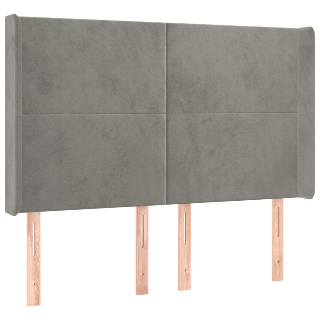 kontinentalseng med LED-lys 140x190 cm velour lysegrå