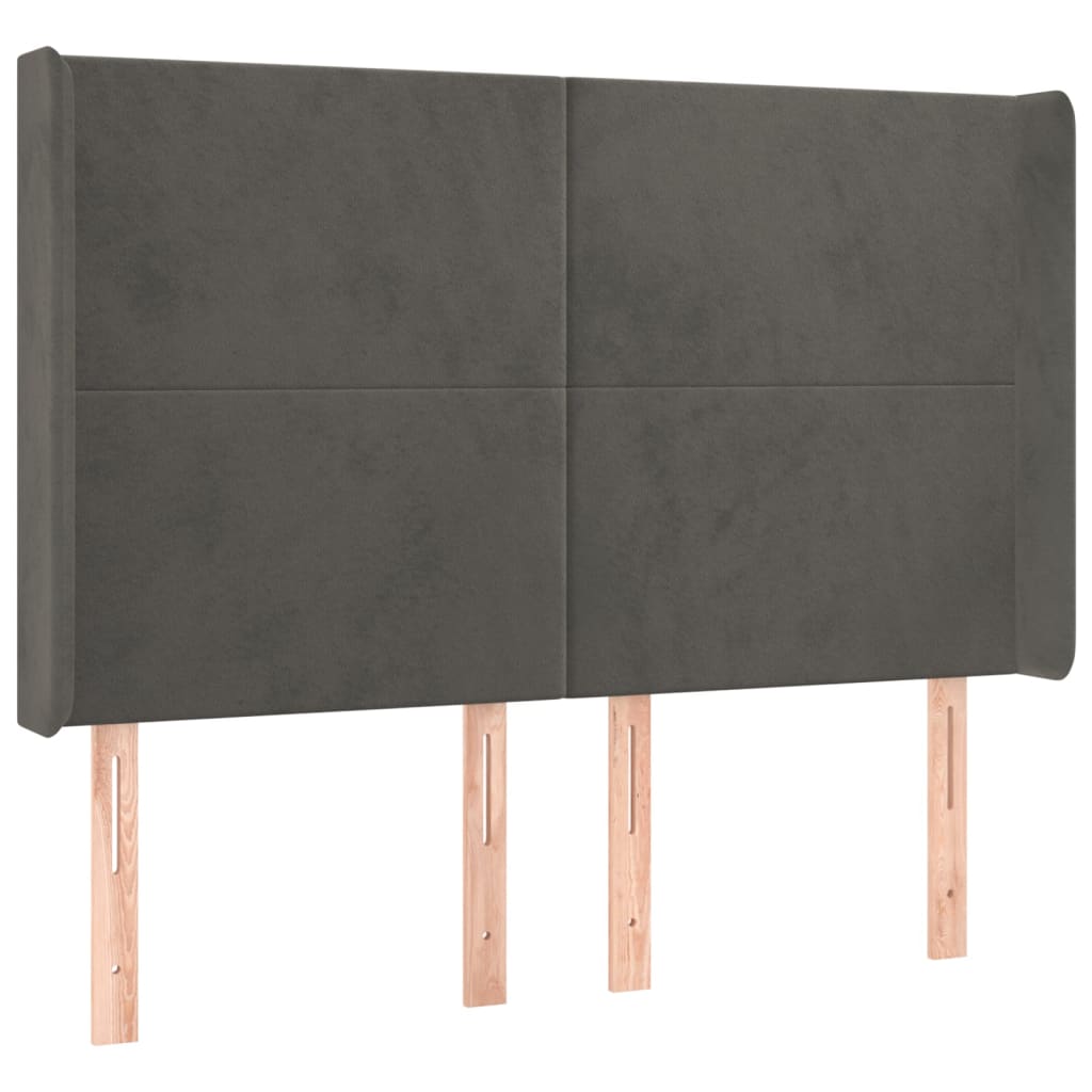 kontinentalseng med LED-lys 140x190 cm fløjl mørkegrå