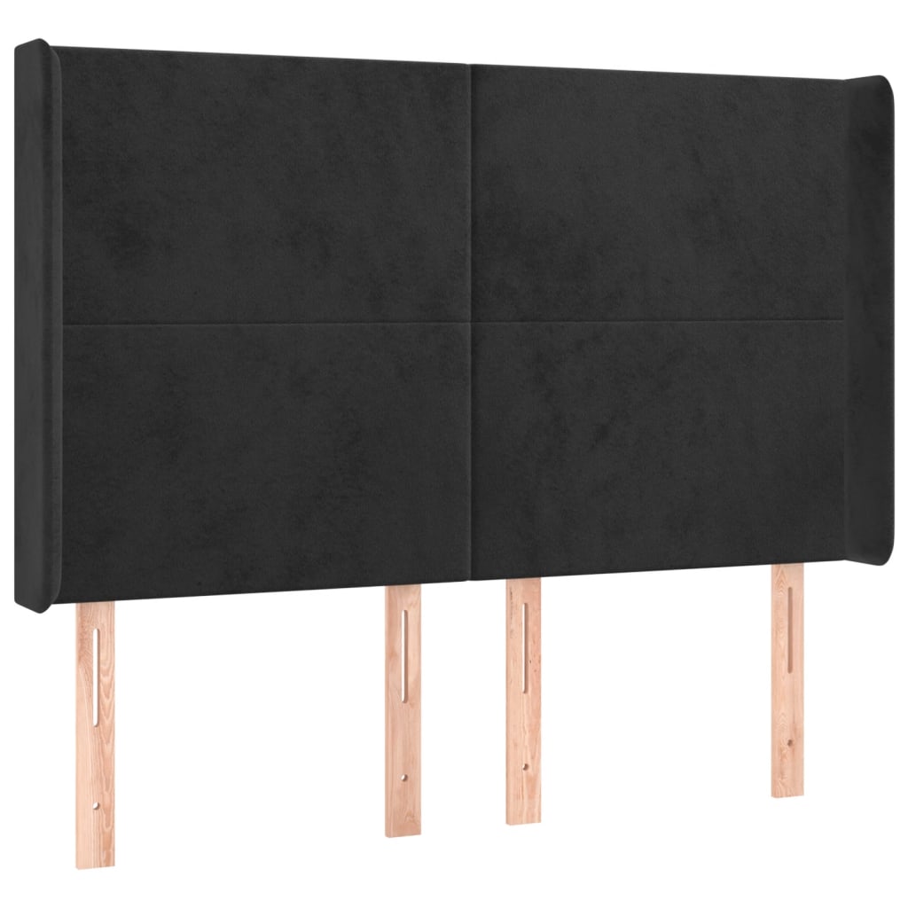 kontinentalseng med LED-lys 140x190 cm fløjl sort