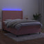 kontinentalseng med LED-lys 140x190 cm fløjl lyserød
