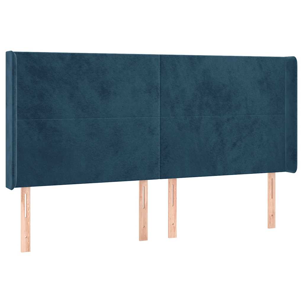 kontinentalseng med LED-lys 160x200 cm fløjl mørkeblå