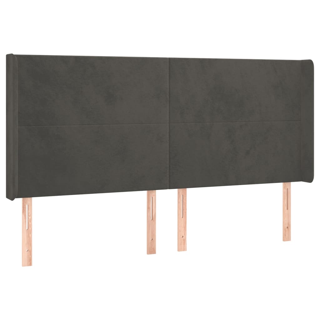 kontinentalseng med LED-lys 200x200 cm fløjl mørkegrå
