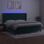 kontinentalseng med LED-lys 200x200 cm fløjl mørkegrøn