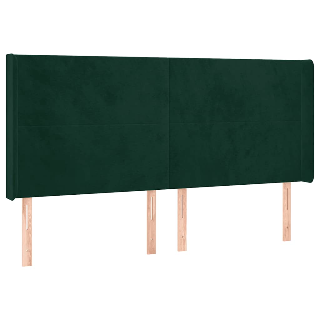 kontinentalseng med LED-lys 200x200 cm fløjl mørkegrøn
