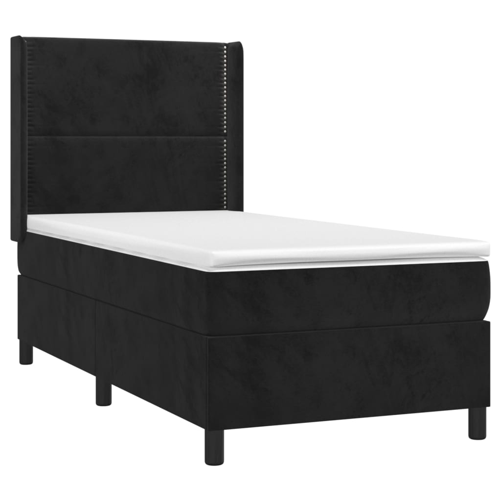 kontinentalseng med LED-lys 80x200 cm velour sort