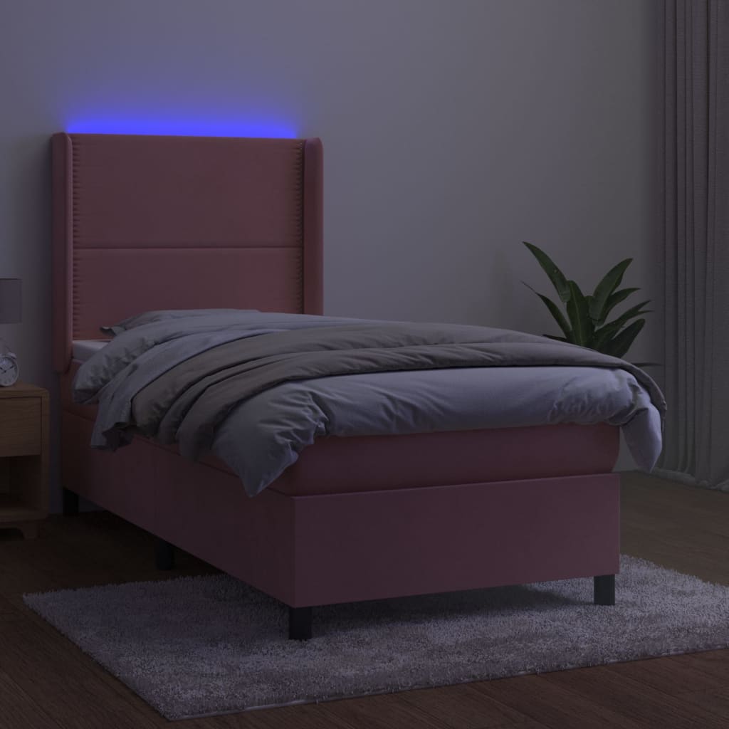 kontinentalseng med LED-lys 80x200 cm velour pink