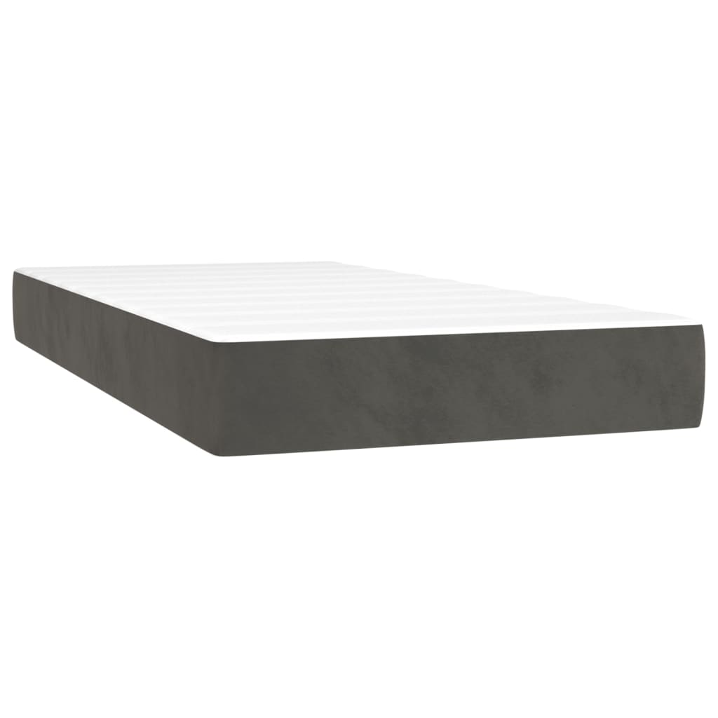 kontinentalseng med LED-lys 90x190 cm fløjl mørkegrå