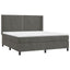 kontinentalseng med LED-lys 160x200 cm fløjl mørkegrå