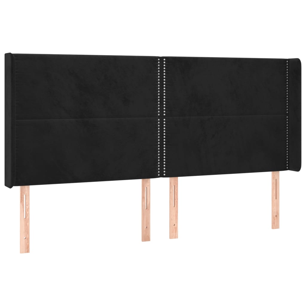 kontinentalseng med LED-lys 180x200 cm fløjl sort