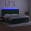 kontinentalseng med LED-lys 200x200 cm fløjl mørkegrøn
