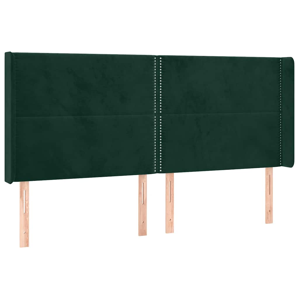 kontinentalseng med LED-lys 200x200 cm fløjl mørkegrøn