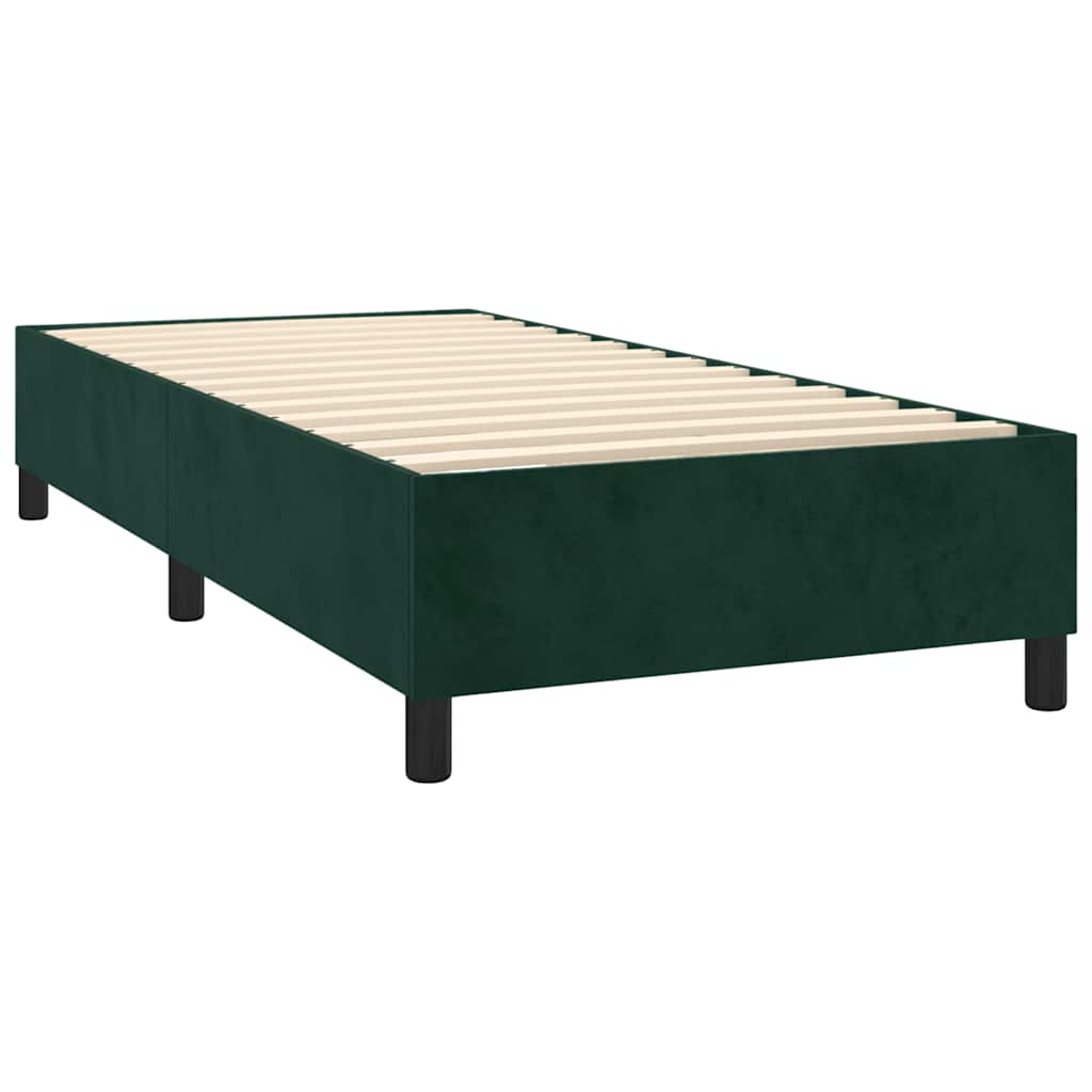 kontinentalseng med LED-lys 80x200 cm velour mørkegrøn