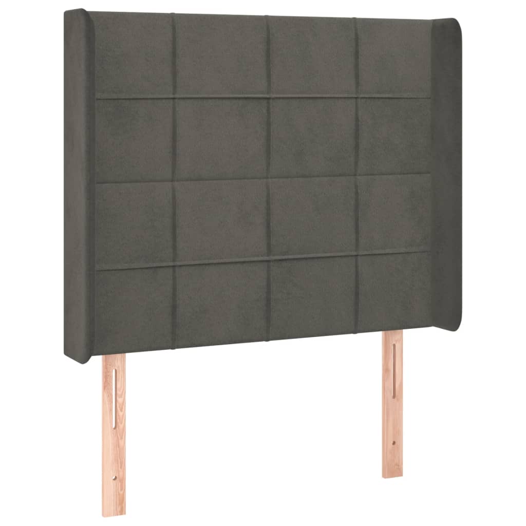 kontinentalseng med LED-lys 90x190 cm fløjl mørkegrå