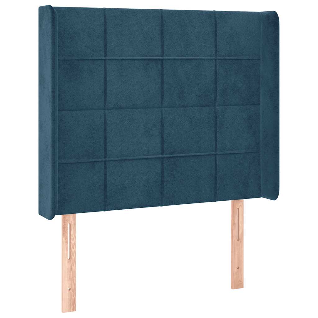 kontinentalseng med LED-lys 90x190 cm fløjl mørkeblå