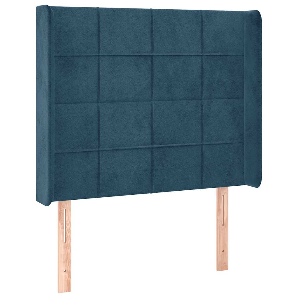 kontinentalseng med LED-lys 90x200 cm fløjl mørkeblå