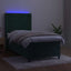 kontinentalseng med LED-lys 100x200 cm fløjl mørkegrøn