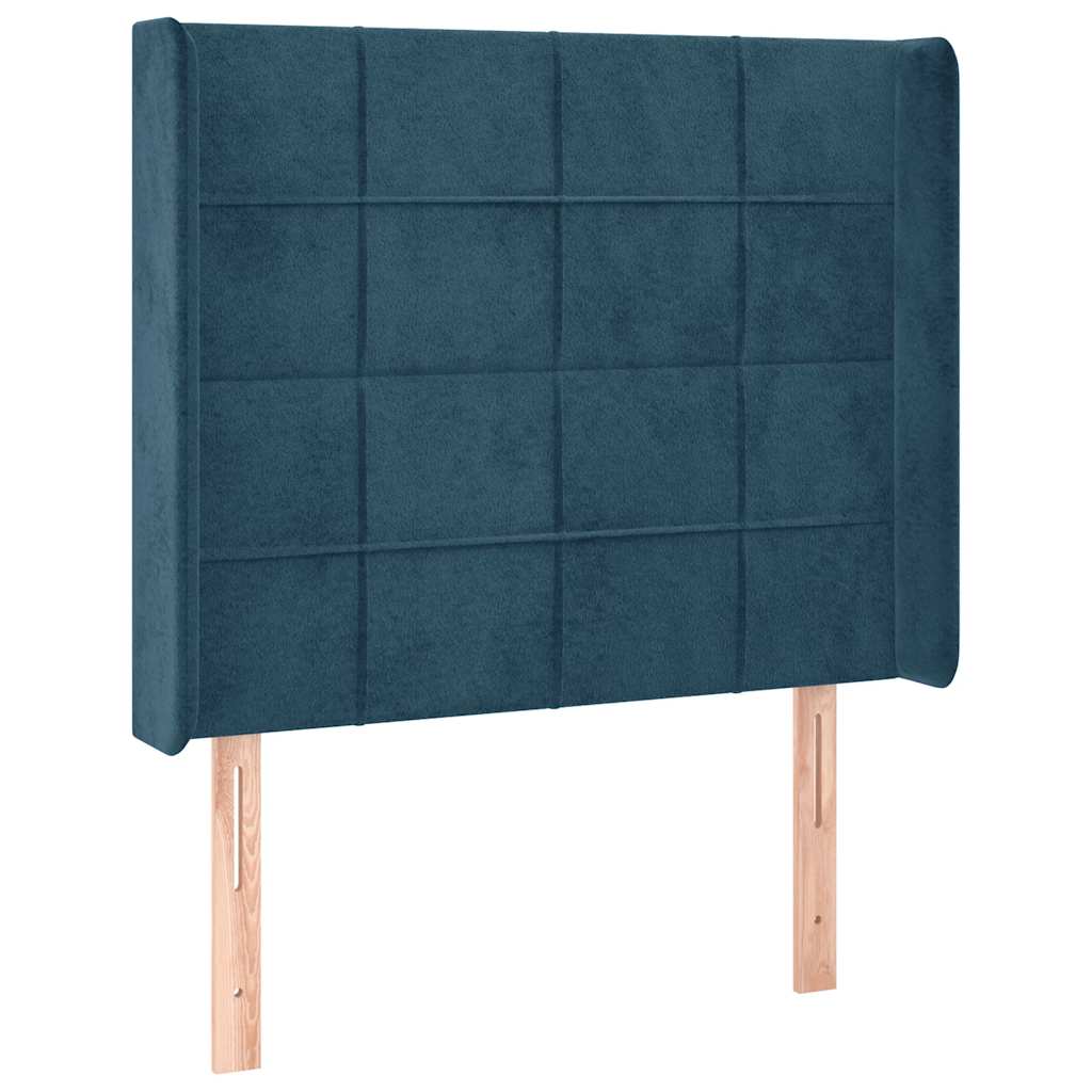 kontinentalseng med LED-lys 100x200 cm fløjl mørkeblå