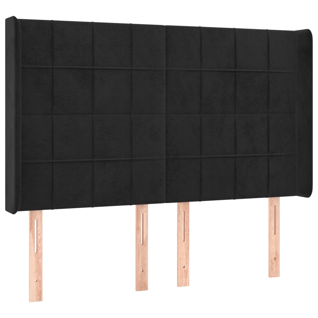 kontinentalseng med LED-lys 140x200 cm fløjl sort