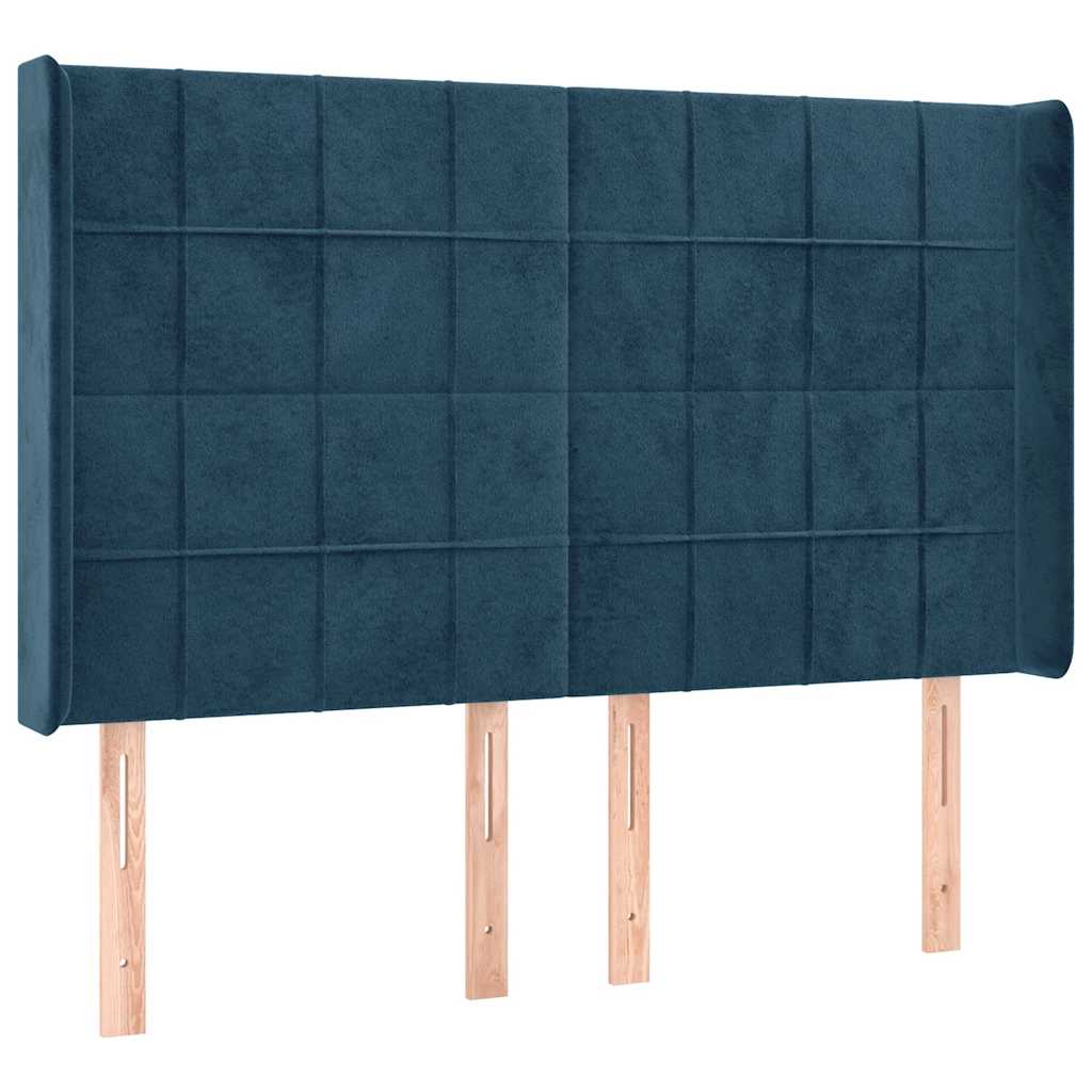 kontinentalseng med LED-lys 140x200 cm fløjl mørkeblå