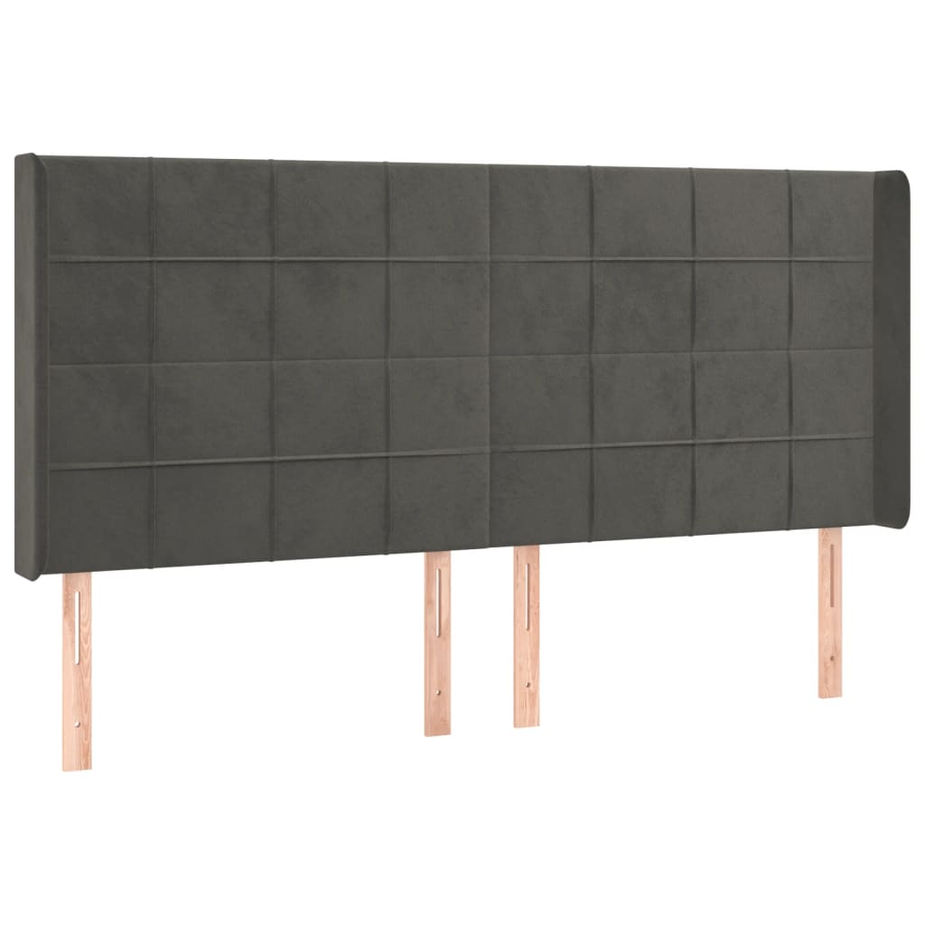 kontinentalseng med LED-lys 180x200 cm fløjl mørkegrå