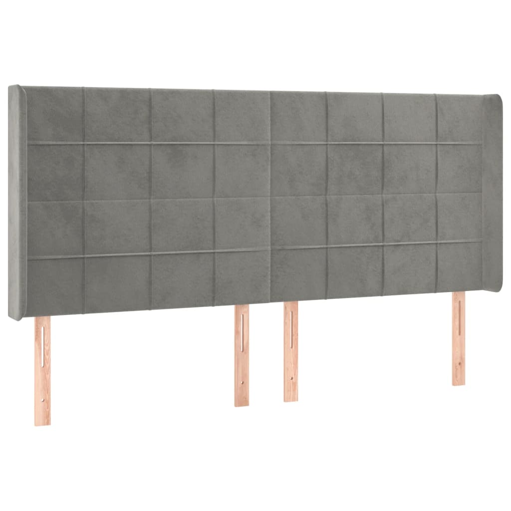 kontinentalseng med LED-lys 200x200 cm fløjl lysegrå
