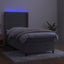 kontinentalseng med LED-lys 80x200 cm velour lysegrå