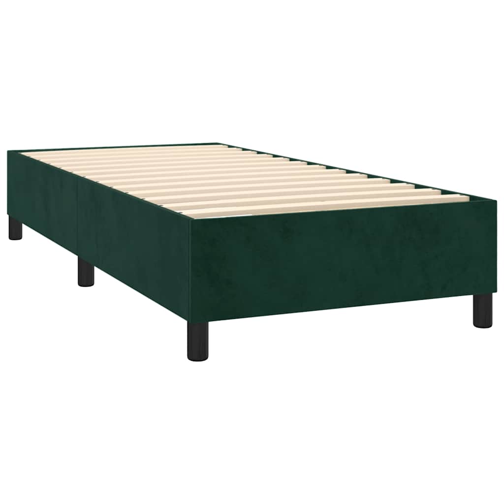 kontinentalseng med LED-lys 80x200 cm velour mørkegrøn