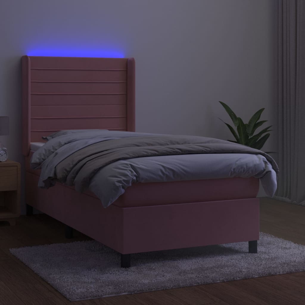 kontinentalseng med LED-lys 80x200 cm velour pink