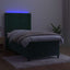 kontinentalseng med LED-lys 100x200 cm fløjl mørkegrøn