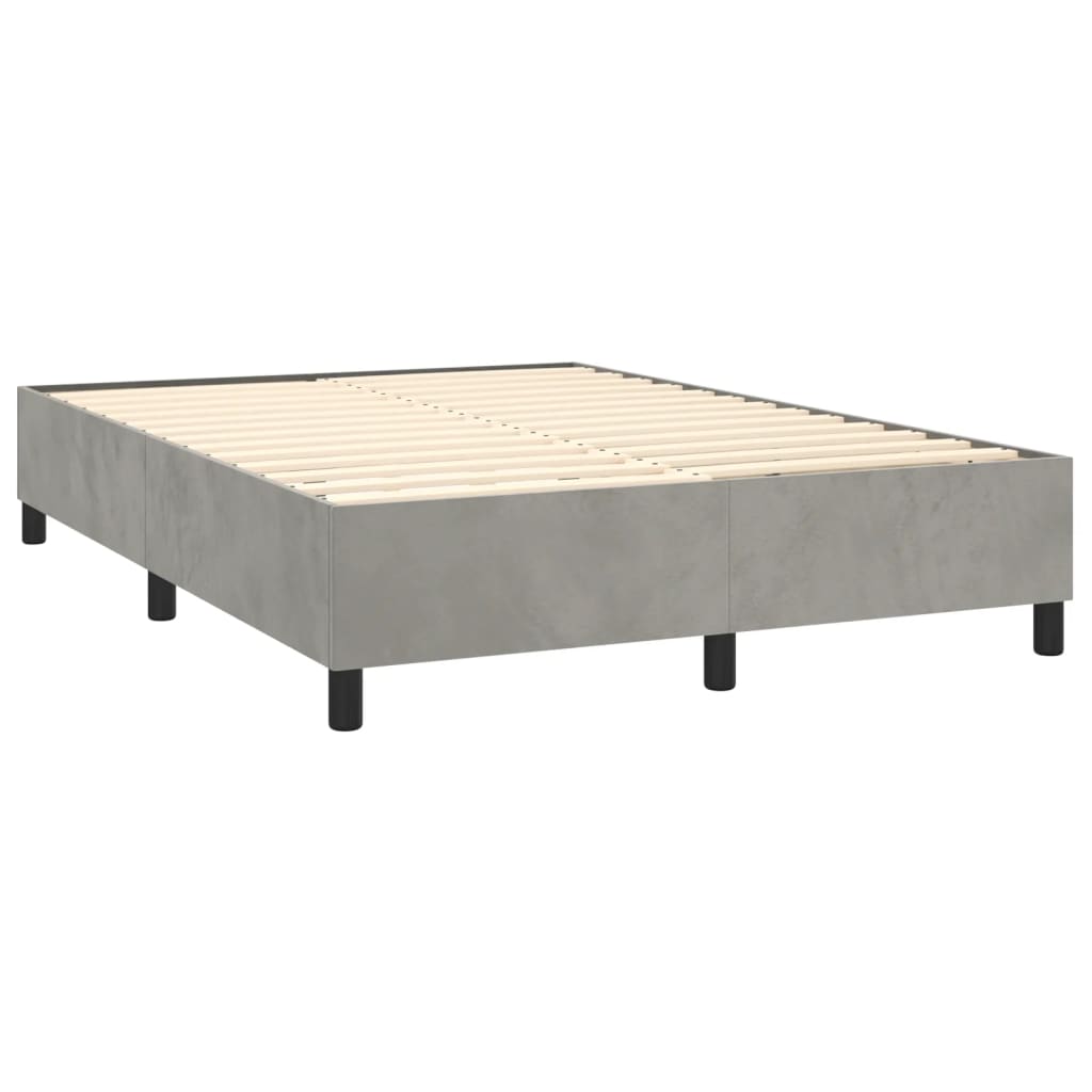 kontinentalseng med LED-lys 140x190 cm velour lysegrå