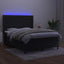 kontinentalseng med LED-lys 140x190 cm fløjl sort