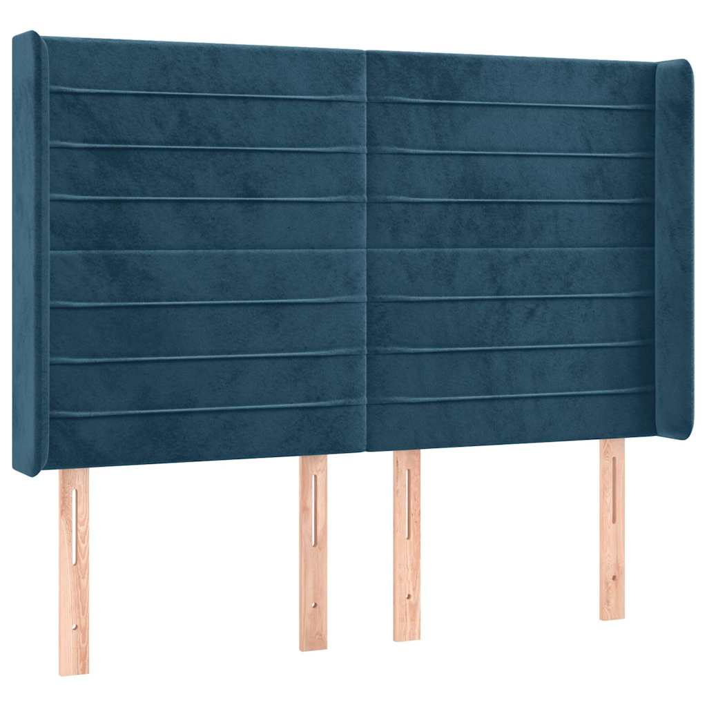 kontinentalseng med LED-lys 140x190 cm fløjl mørkeblå