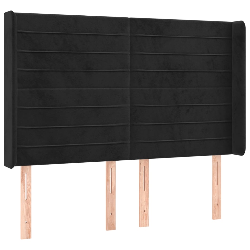 kontinentalseng med LED-lys 140x200 cm fløjl sort