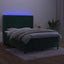 kontinentalseng med LED-lys 140x200 cm fløjl mørkegrøn