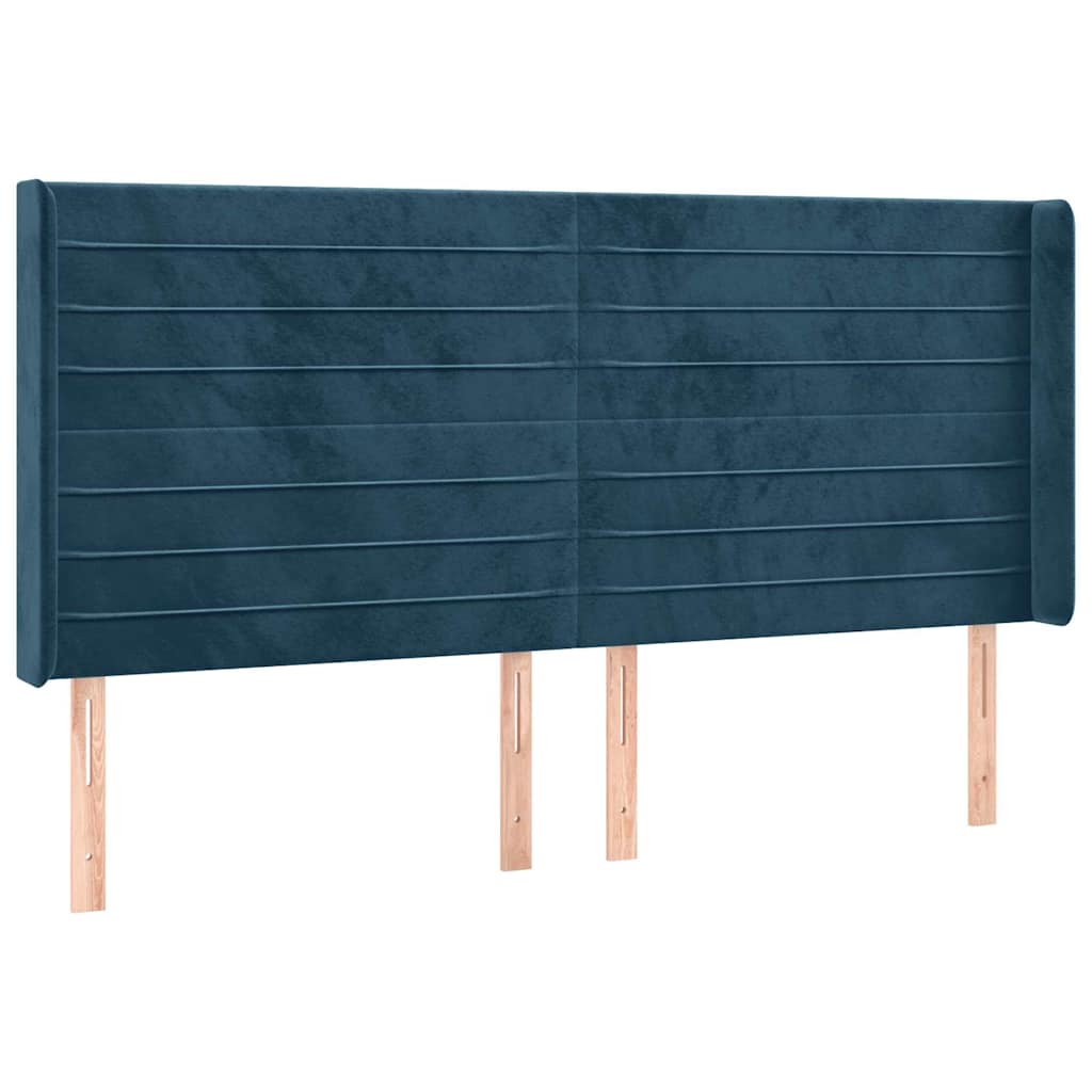 kontinentalseng med LED-lys 160x200 cm fløjl mørkeblå