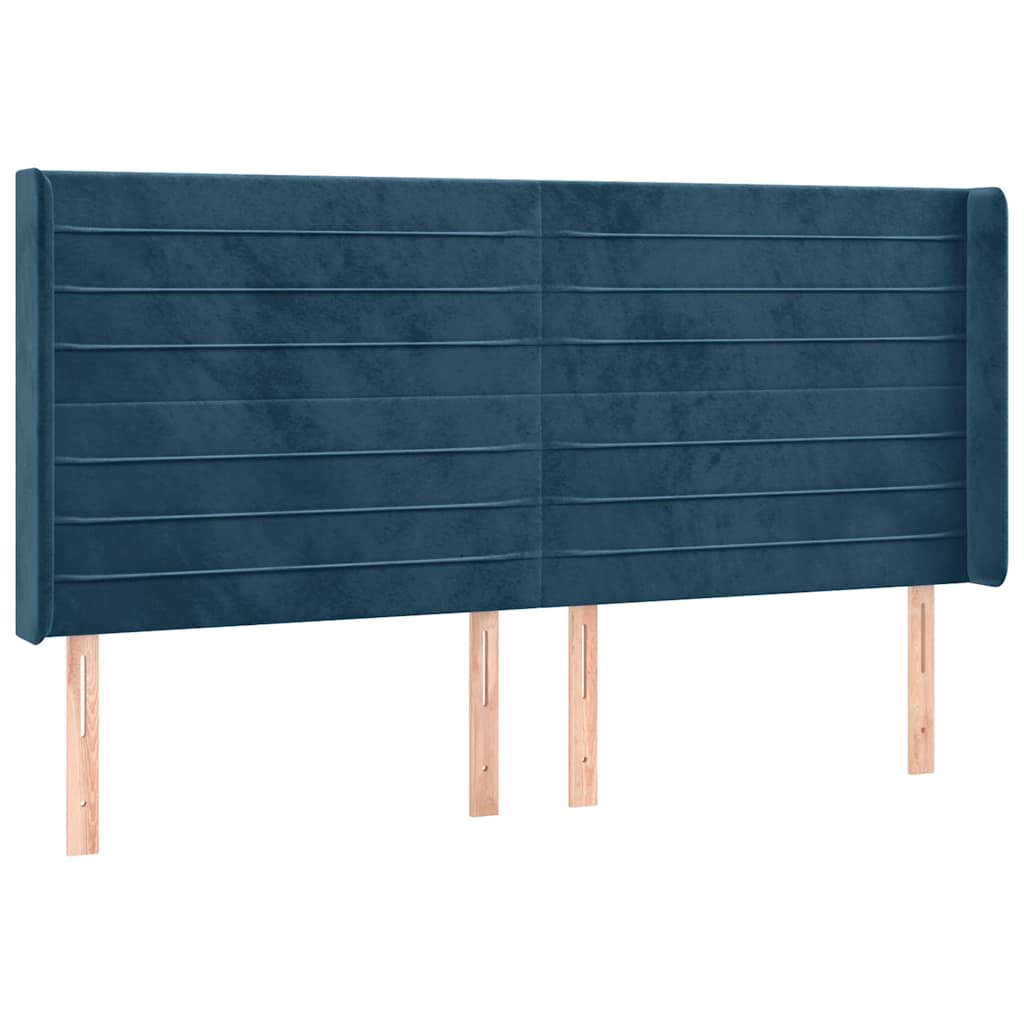 kontinentalseng med LED-lys 180x200 cm fløjl mørkeblå