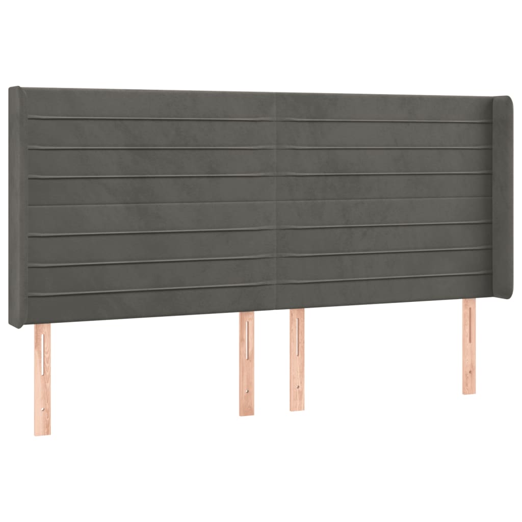 kontinentalseng med LED-lys 200x200 cm fløjl mørkegrå