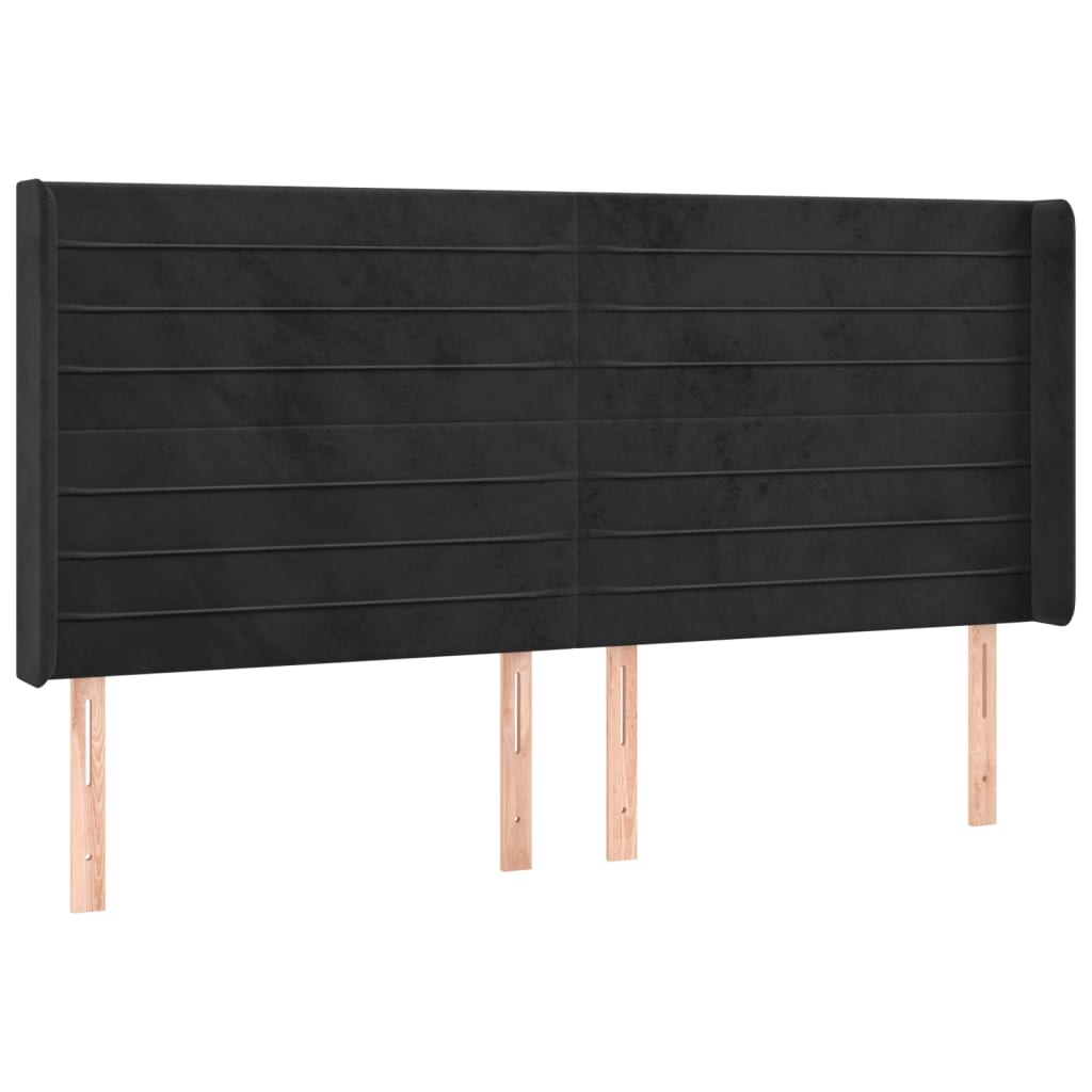 kontinentalseng med LED-lys 200x200 cm fløjl sort
