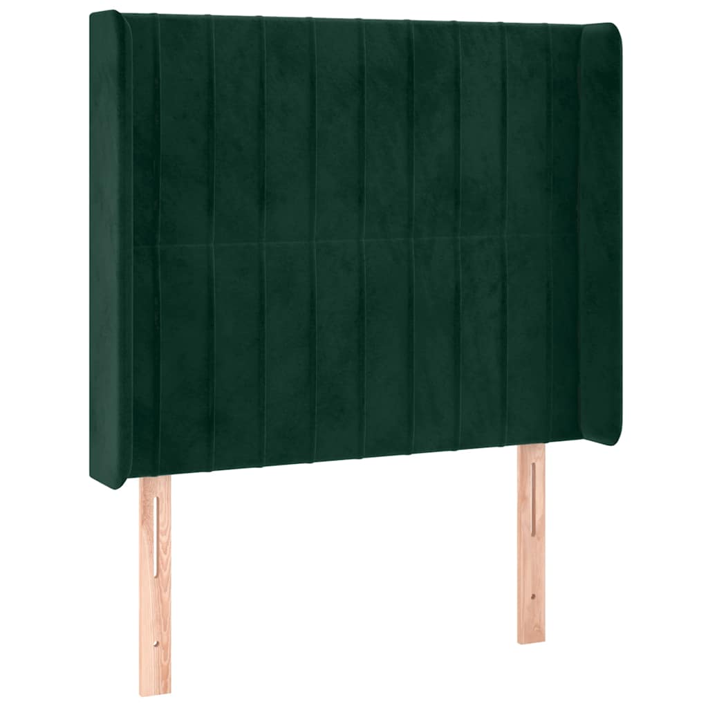kontinentalseng med LED-lys 80x200 cm velour mørkegrøn