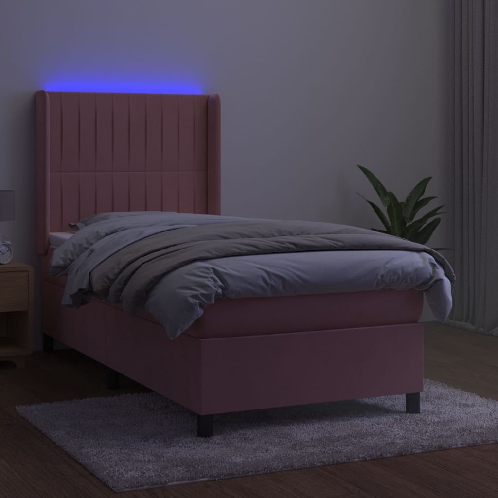 kontinentalseng med LED-lys 80x200 cm velour pink