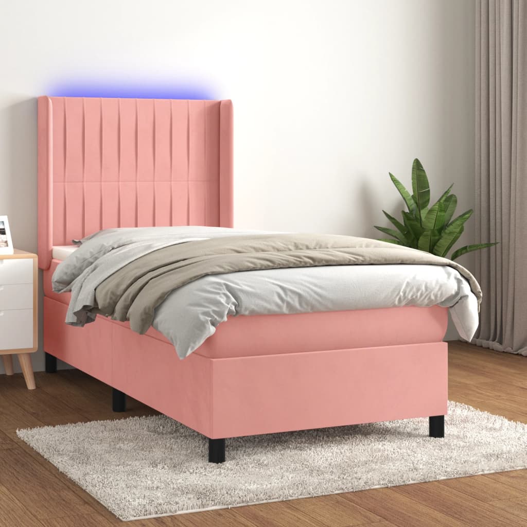kontinentalseng med LED-lys 80x200 cm velour pink