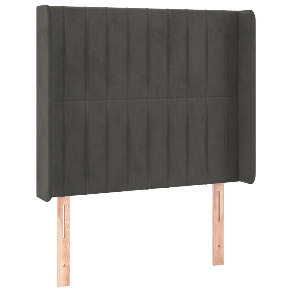 kontinentalseng med LED-lys 90x190 cm fløjl mørkegrå