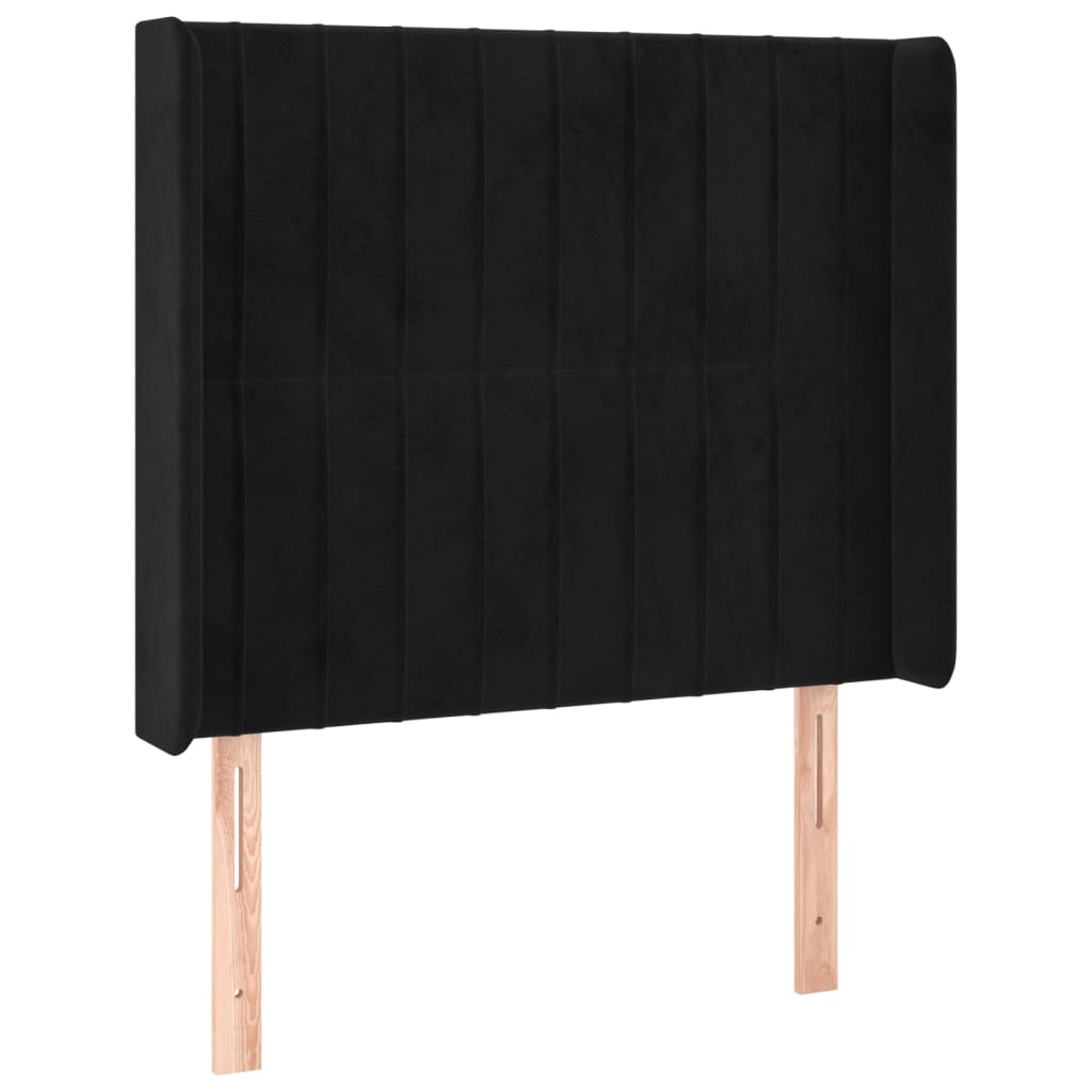 kontinentalseng med LED-lys 90x190 cm fløjl sort