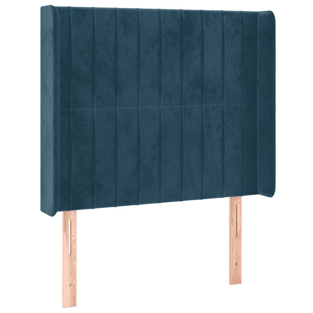 kontinentalseng med LED-lys 100x200 cm fløjl mørkeblå